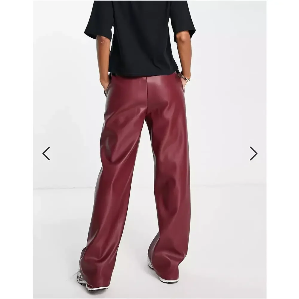ASOS Burgundy Wide Leg Pants - Picture 2 of 11